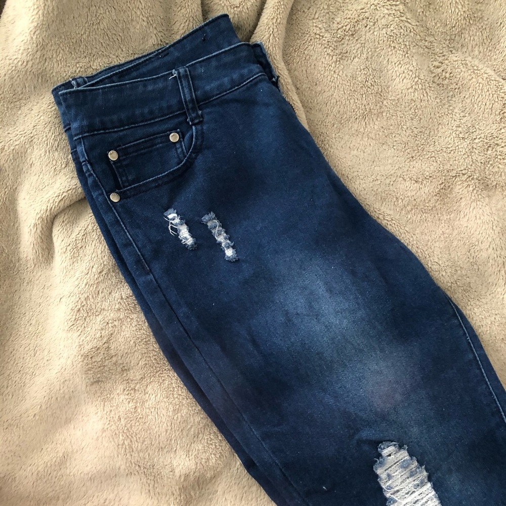 Blue low rise jeans